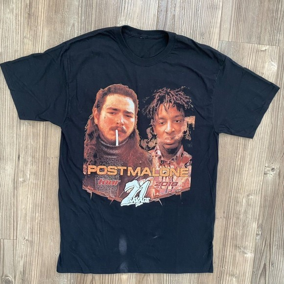 Fruit of the Loom Other - Post Malone 21 Savage Tour T-Shirt Mens Hip‎ Hop Rap Music 2018 Hipster- No Tag